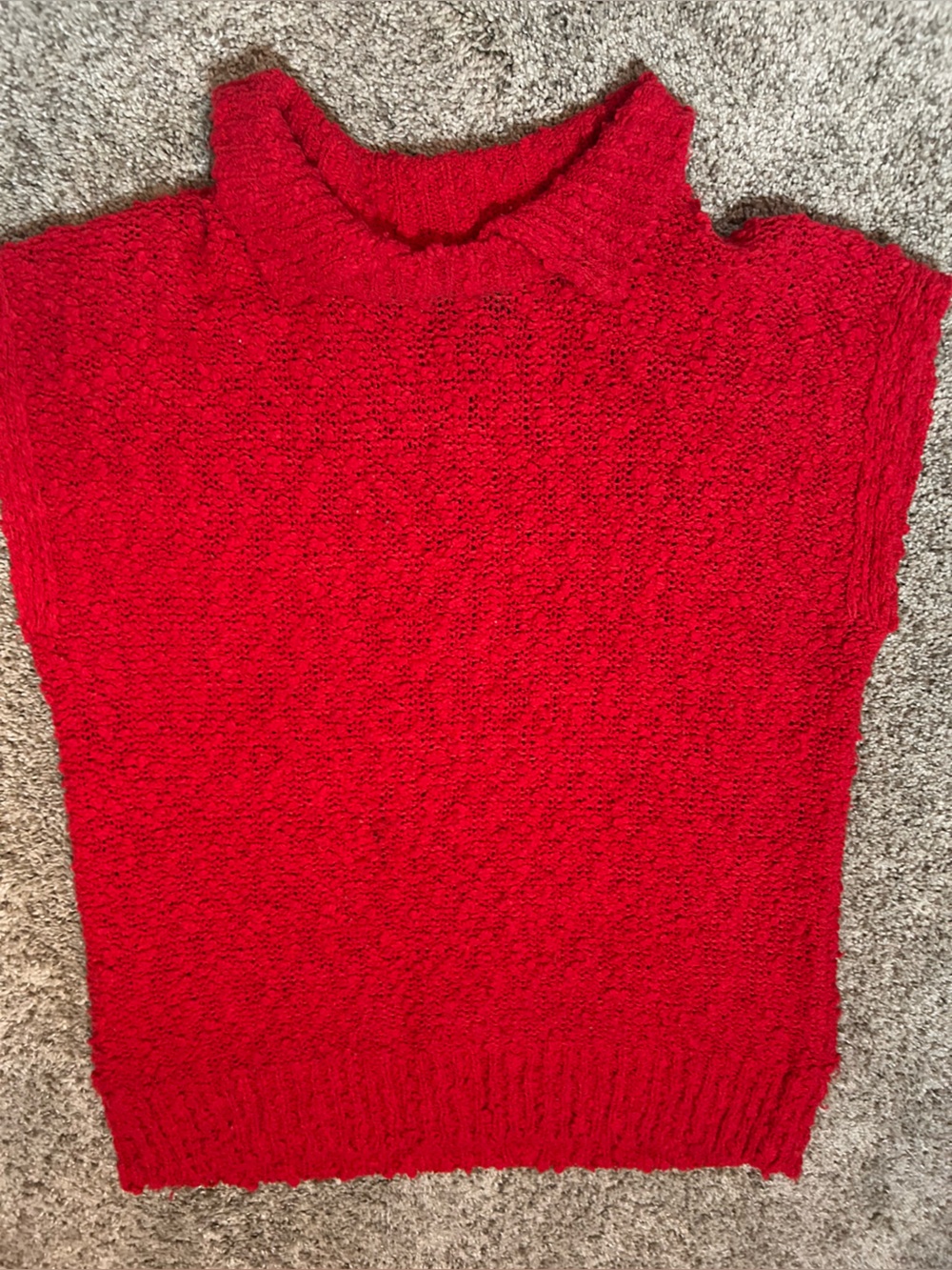 Vintage Diane von Furstenberg Red Boucle Knit Mock Neck Sweater Medium